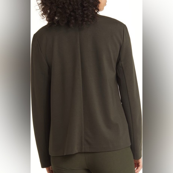 Eileen Fisher Dark Olive Notched Lapel Ponte Open Front Sustainable Blazer XS - Picture 2 of 8